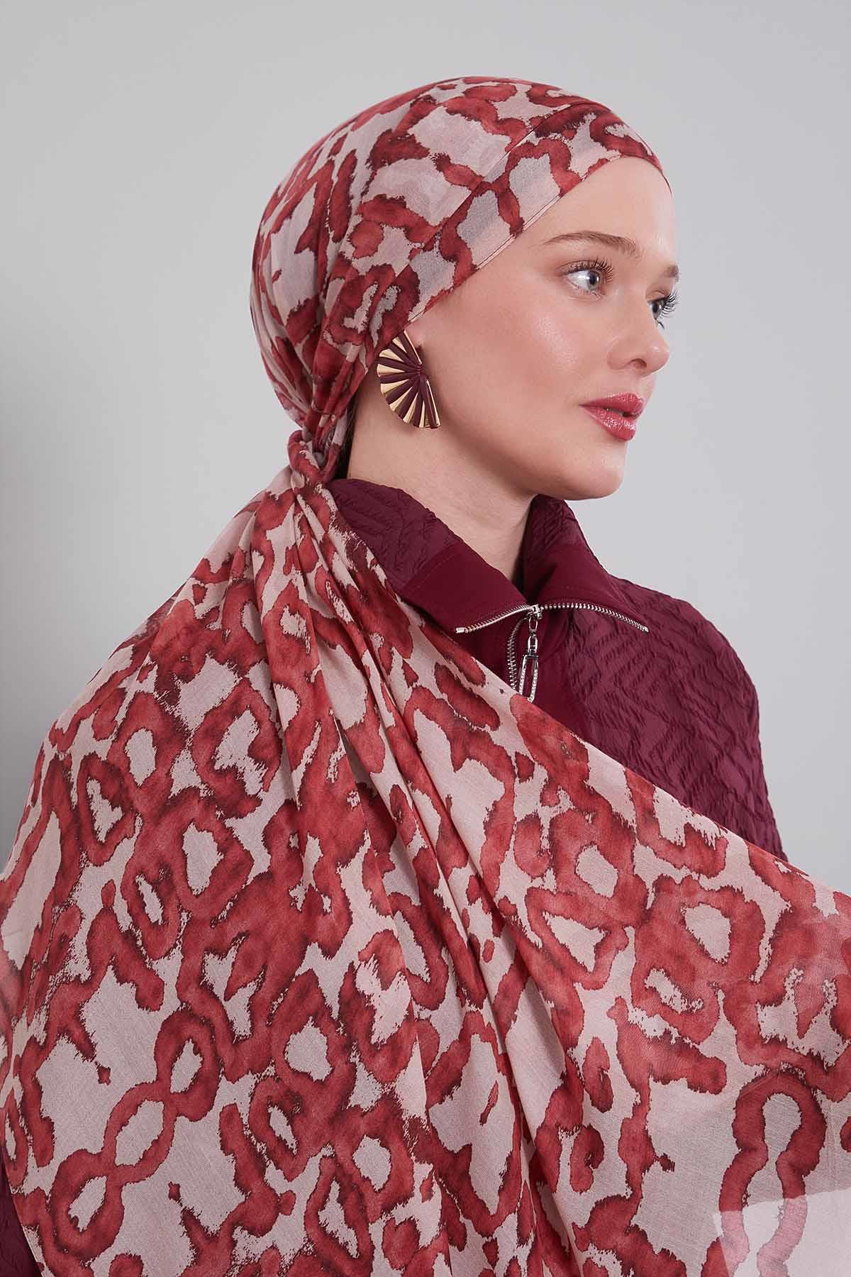 Fivescarf Kiremit Leopar Desen Vivian Şal