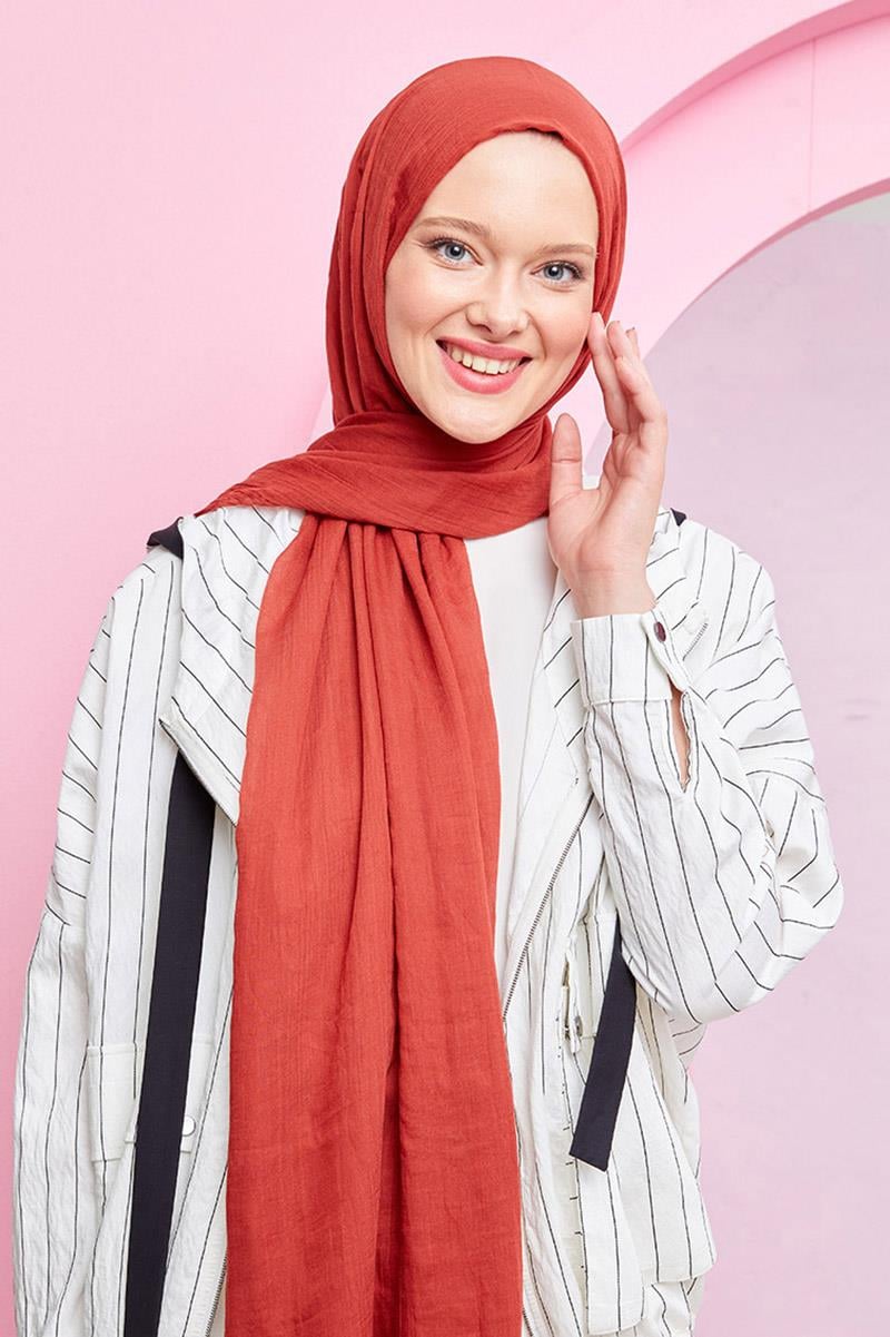 Fivescarf Kiremit Olay Pamuk Şal