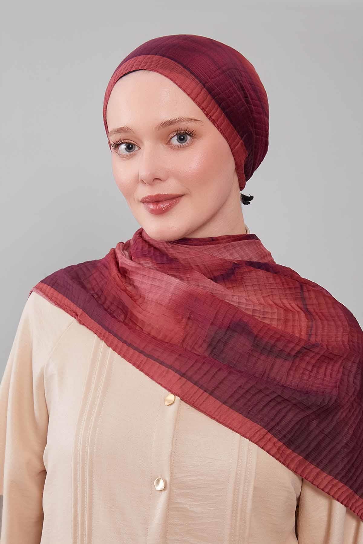 Fivescarf Kiremit Soyut Cotton Müslin Şal