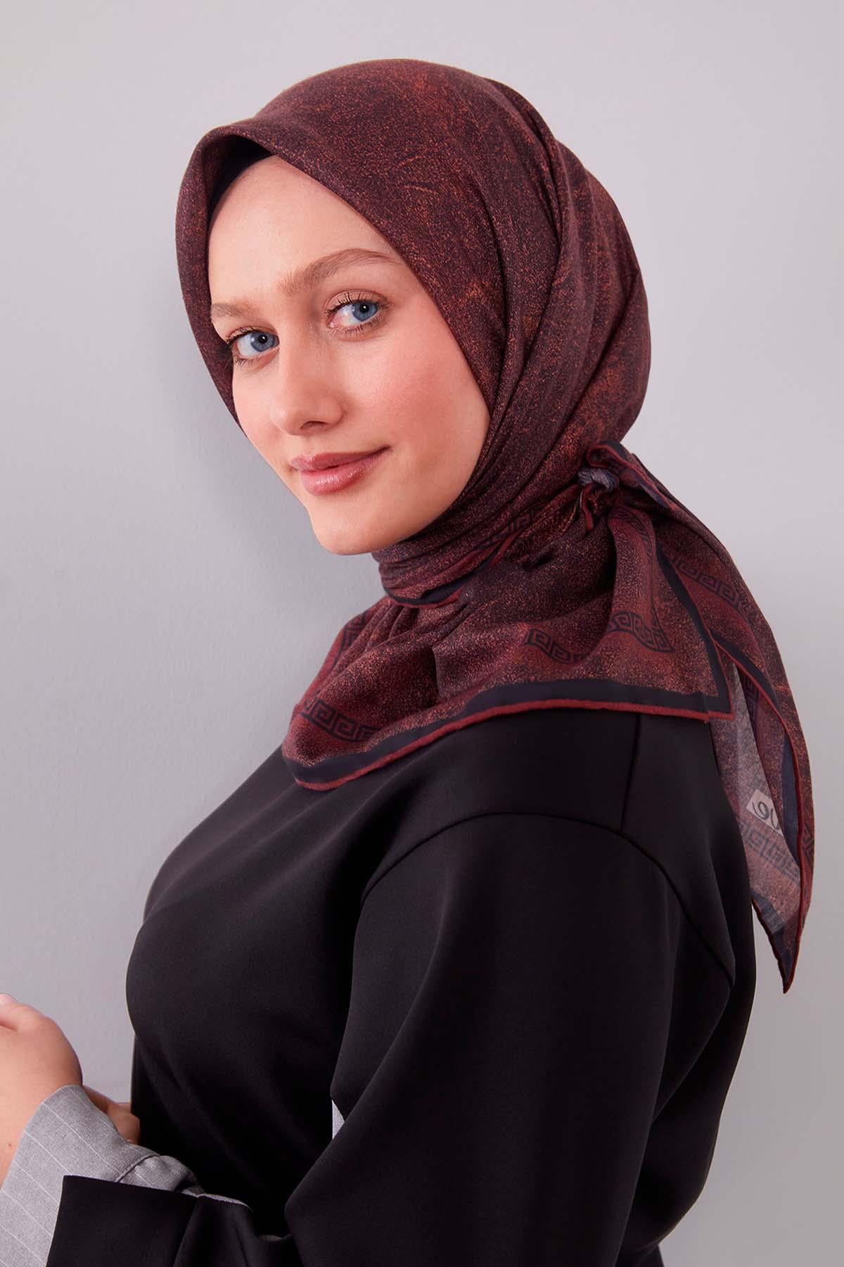 Fivescarf Kırmızı Kenar Motifli Silk Cotton Eşarp