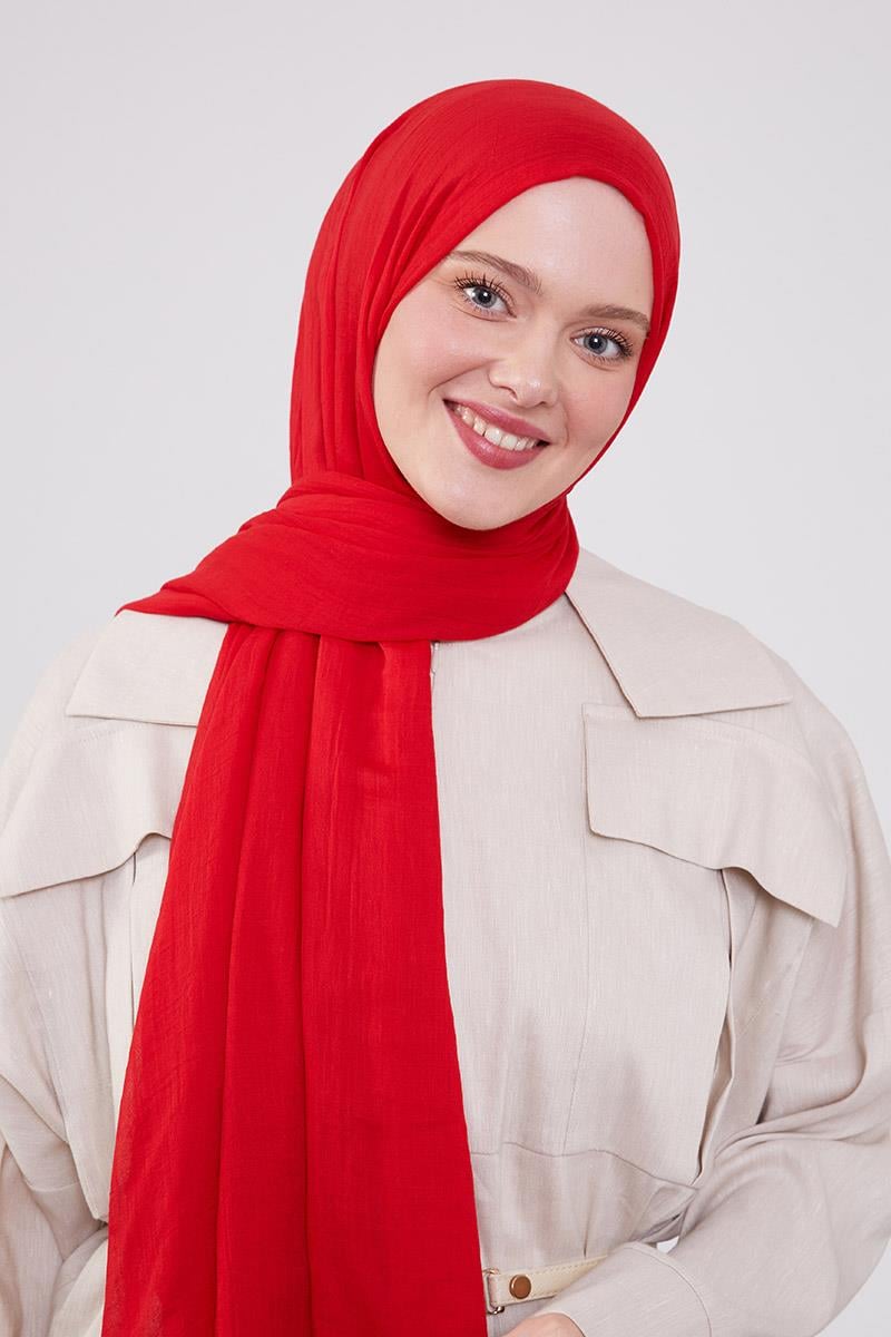 Fivescarf Kırmızı Olay Pamuk Şal
