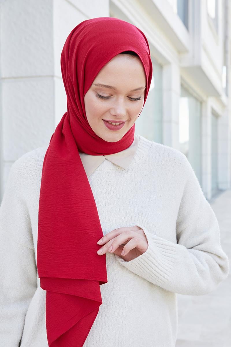 Fivescarf Kırmızı Pamuk Cazz Şal