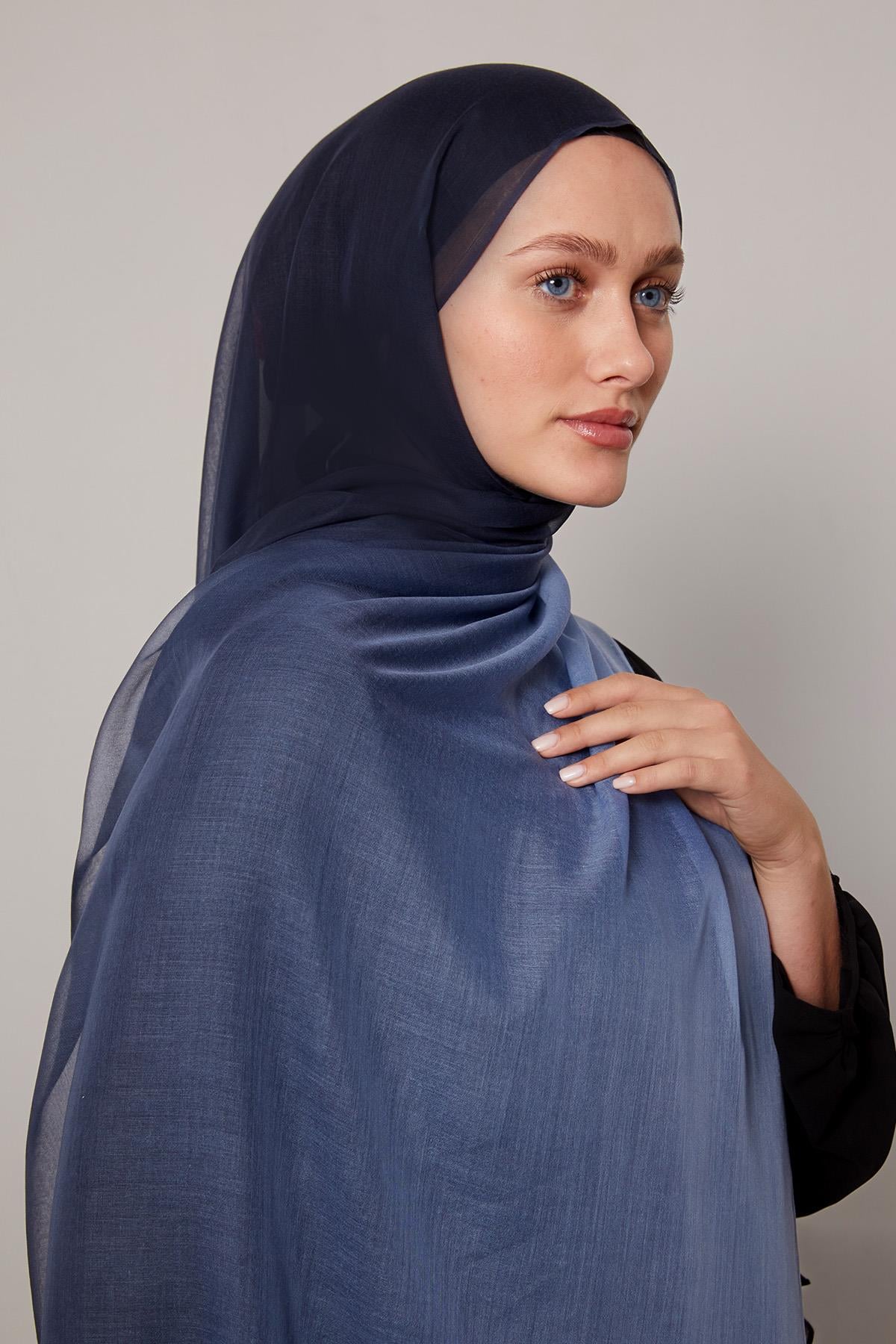Fivescarf Kot Mavi Geçişli Comfort Şal
