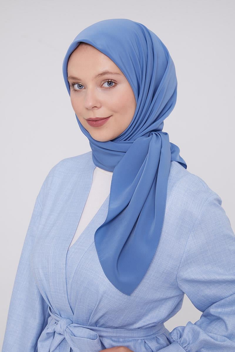 Fivescarf Kot Mavi Medine İpeği Eşarp