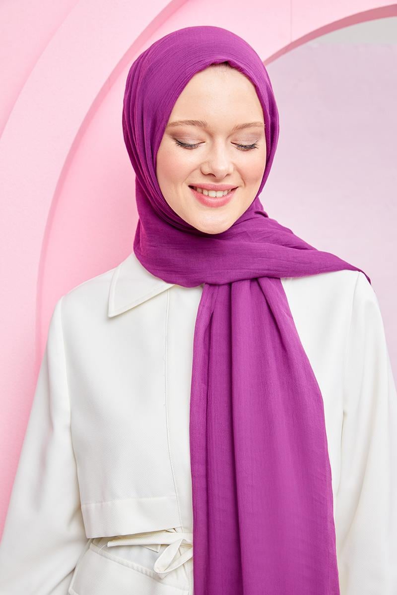 Fivescarf Koyu Eflatun Olay Pamuk Şal