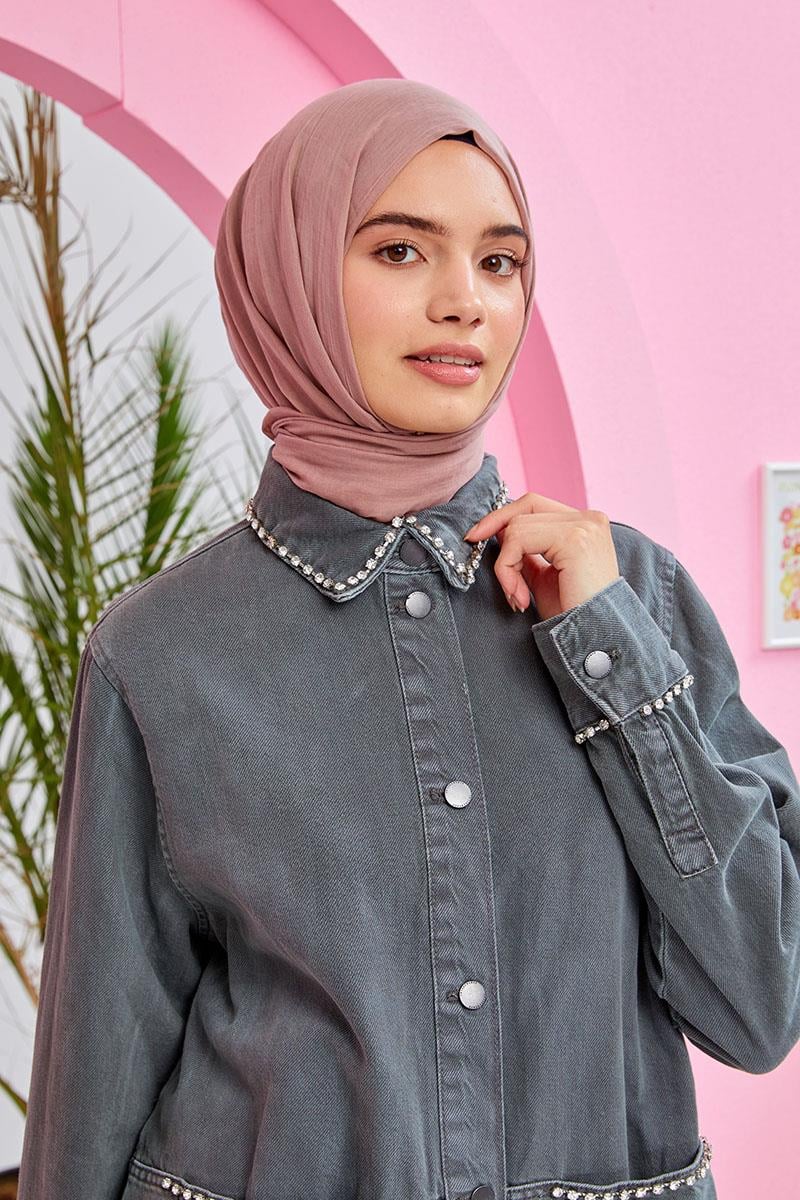 Fivescarf Koyu Somon Olay Pamuk Şal