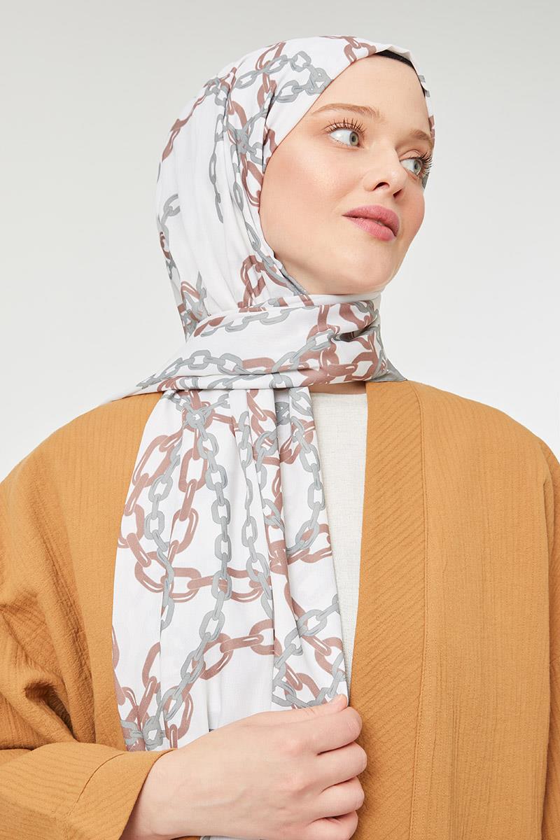 Fivescarf Küf Yeşili Zincir Desen Mono Şal