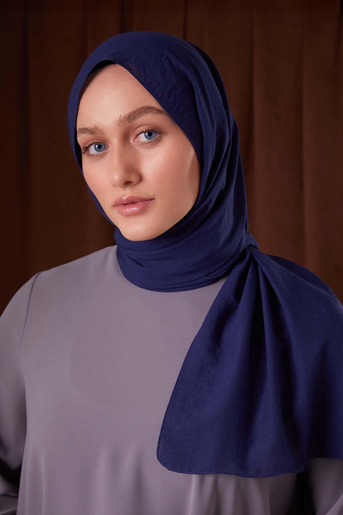 Fivescarf Lacivert Düz Luna Cotton Şal