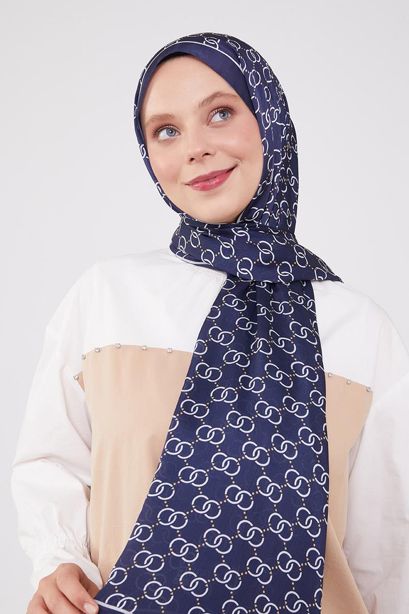 Fivescarf Lacivert Halka Desen Brand Şal