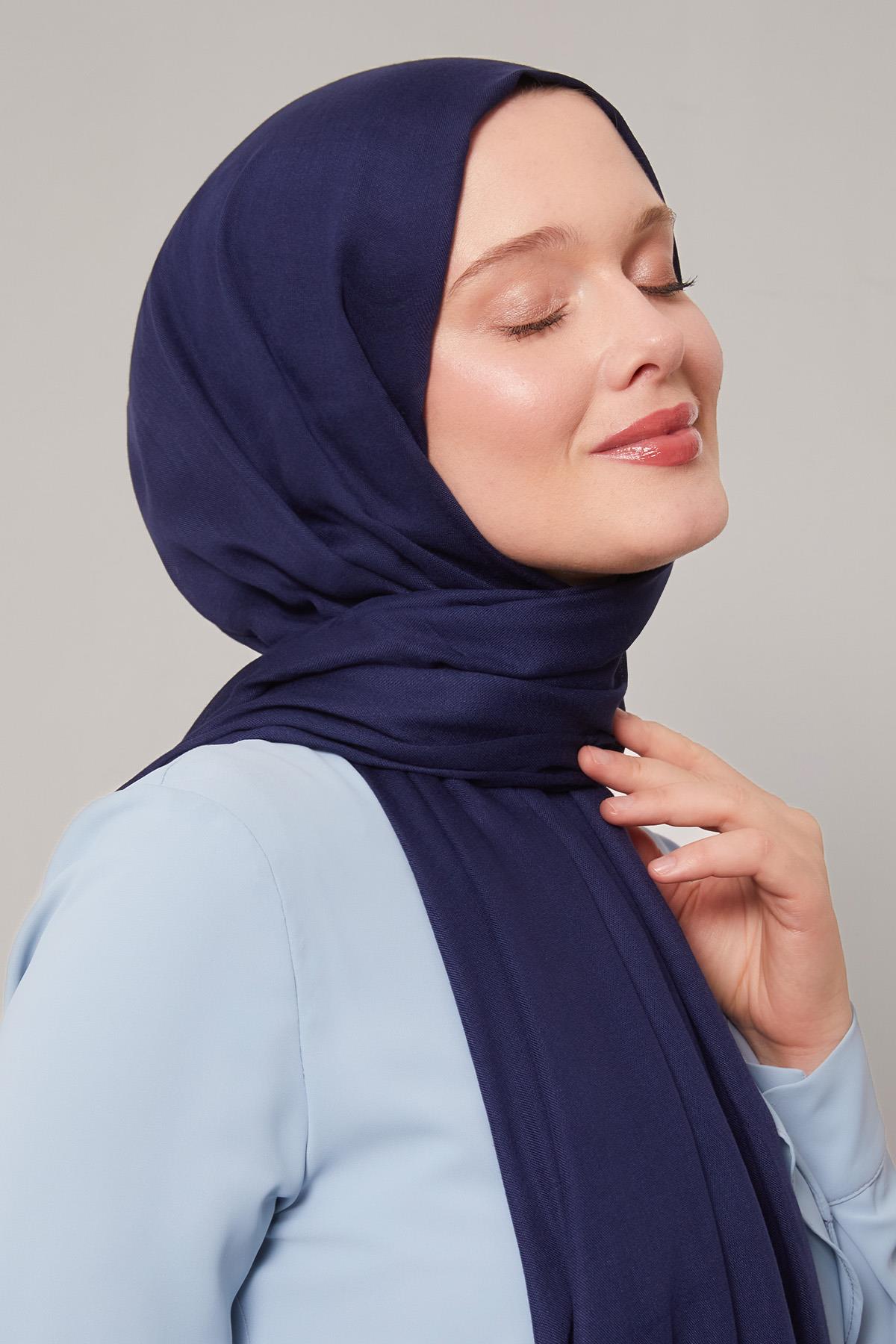 Fivescarf Lacivert Viskon Modal Düz Şal