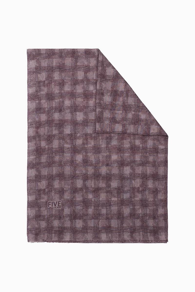 Fivescarf Leylak Relax Ekose Desen Şal