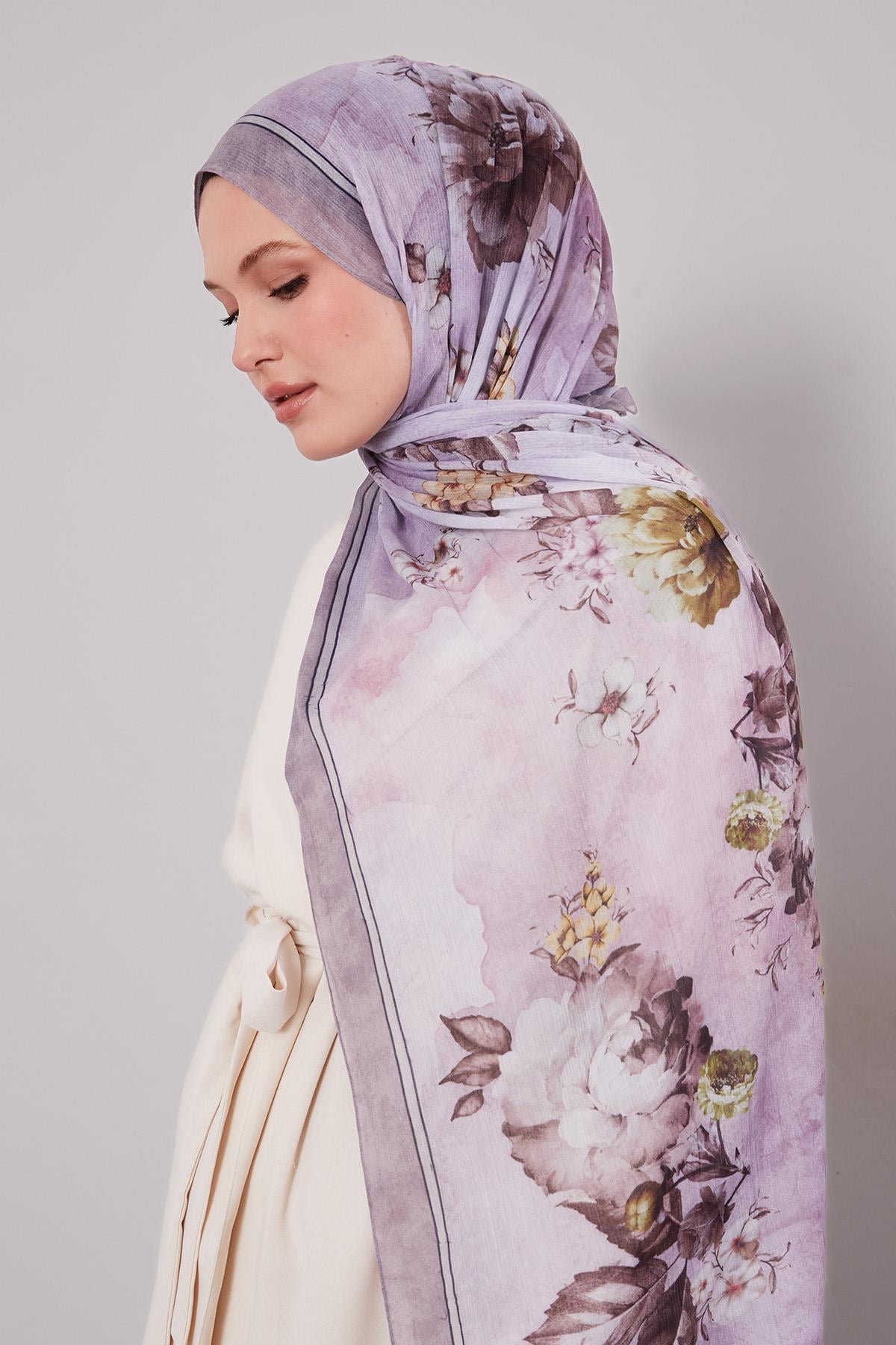 Fivescarf Lila Çicekli Craze Comfort Şal