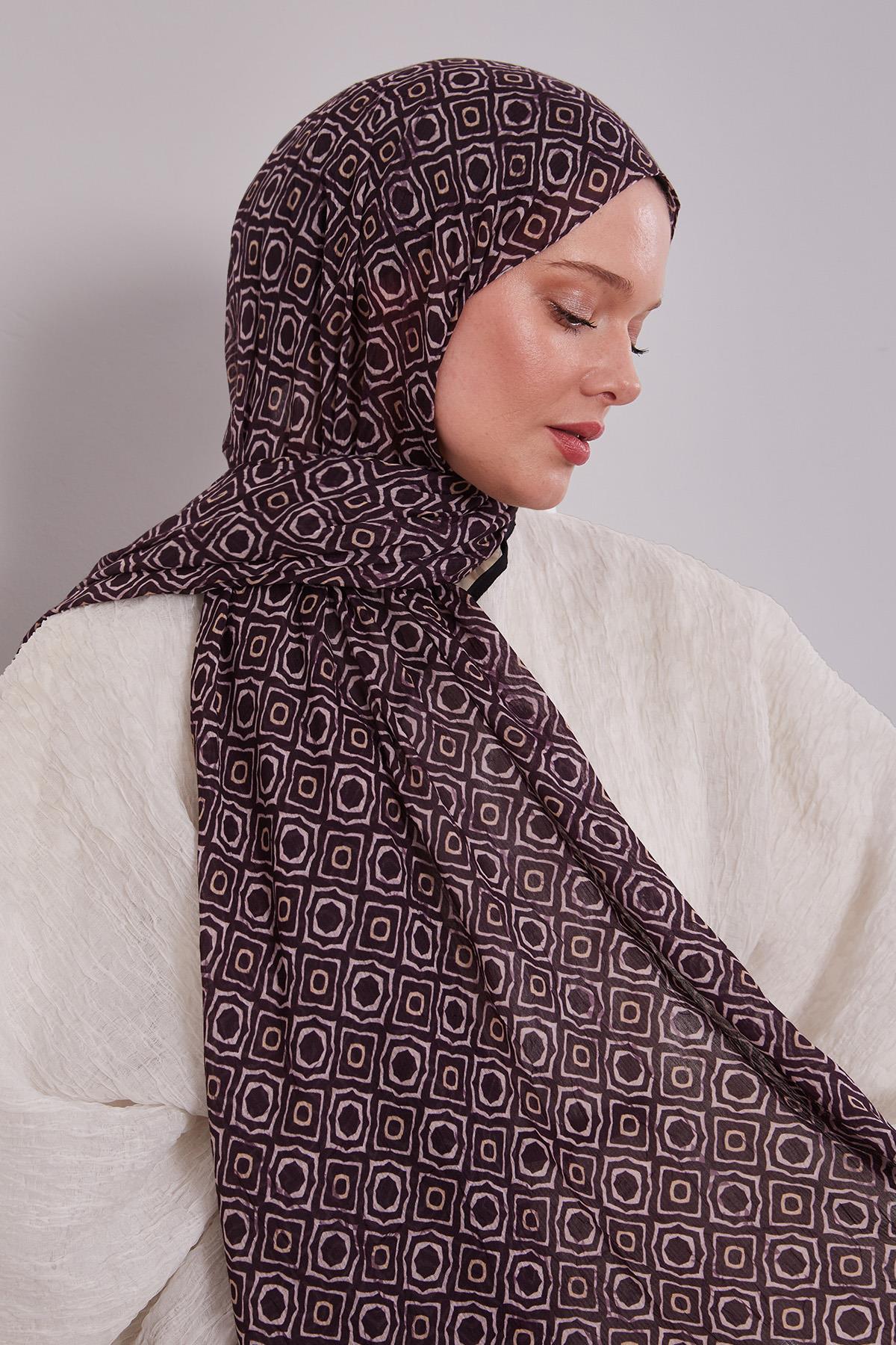 Fivescarf Lila Karo Desenli Craze Comfort Şal