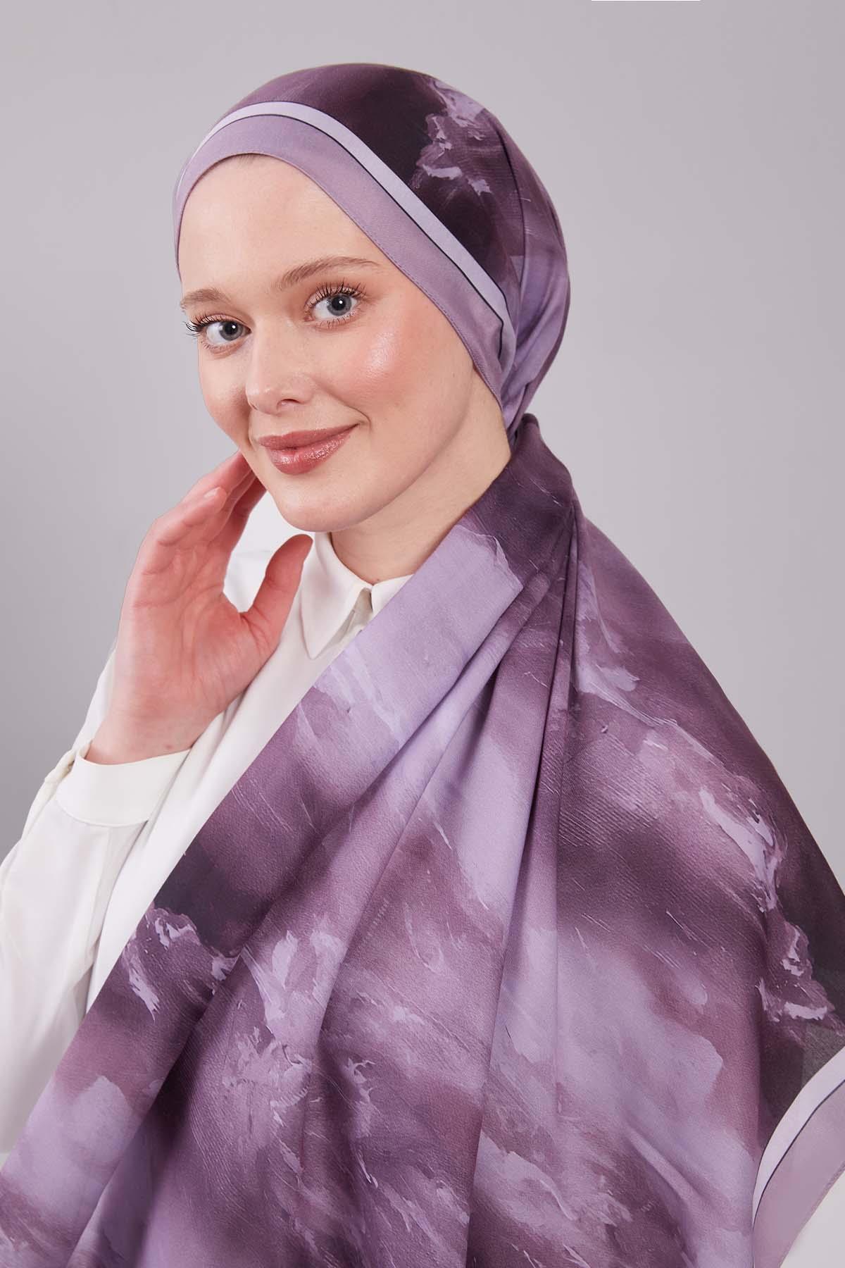 Fivescarf Lila Soyut Desen Clover Şal