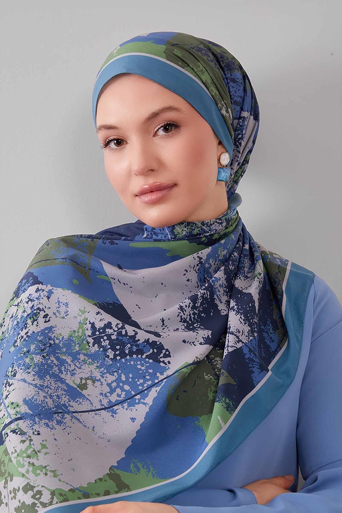 Fivescarf Mavi Yaprak Desen Moos Chrep