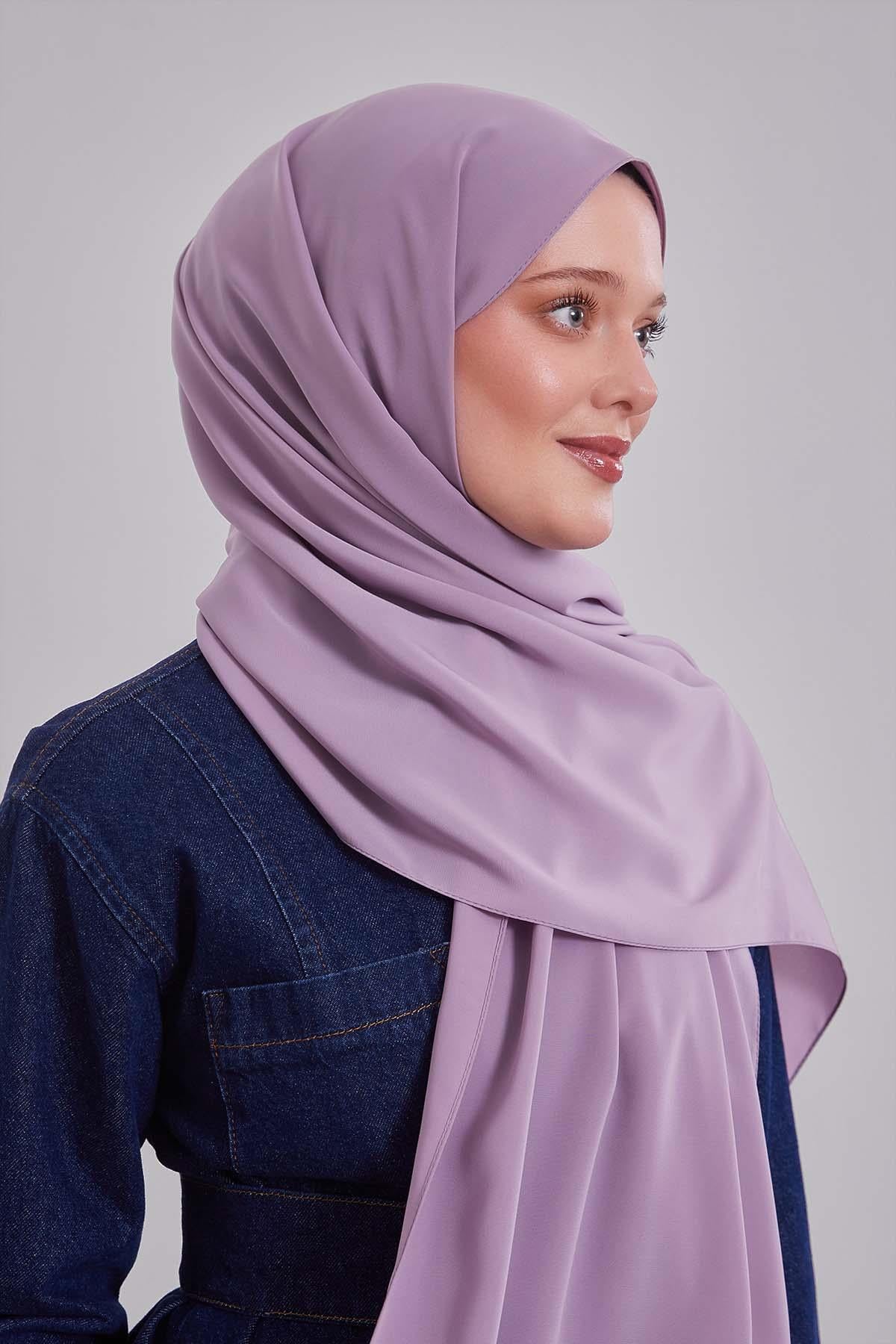 Fivescarf Menekşe Taşlı Lüx Medine İpeği Şal