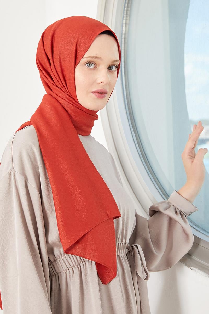 Fivescarf Mercan Simli Otto Abiye Şal