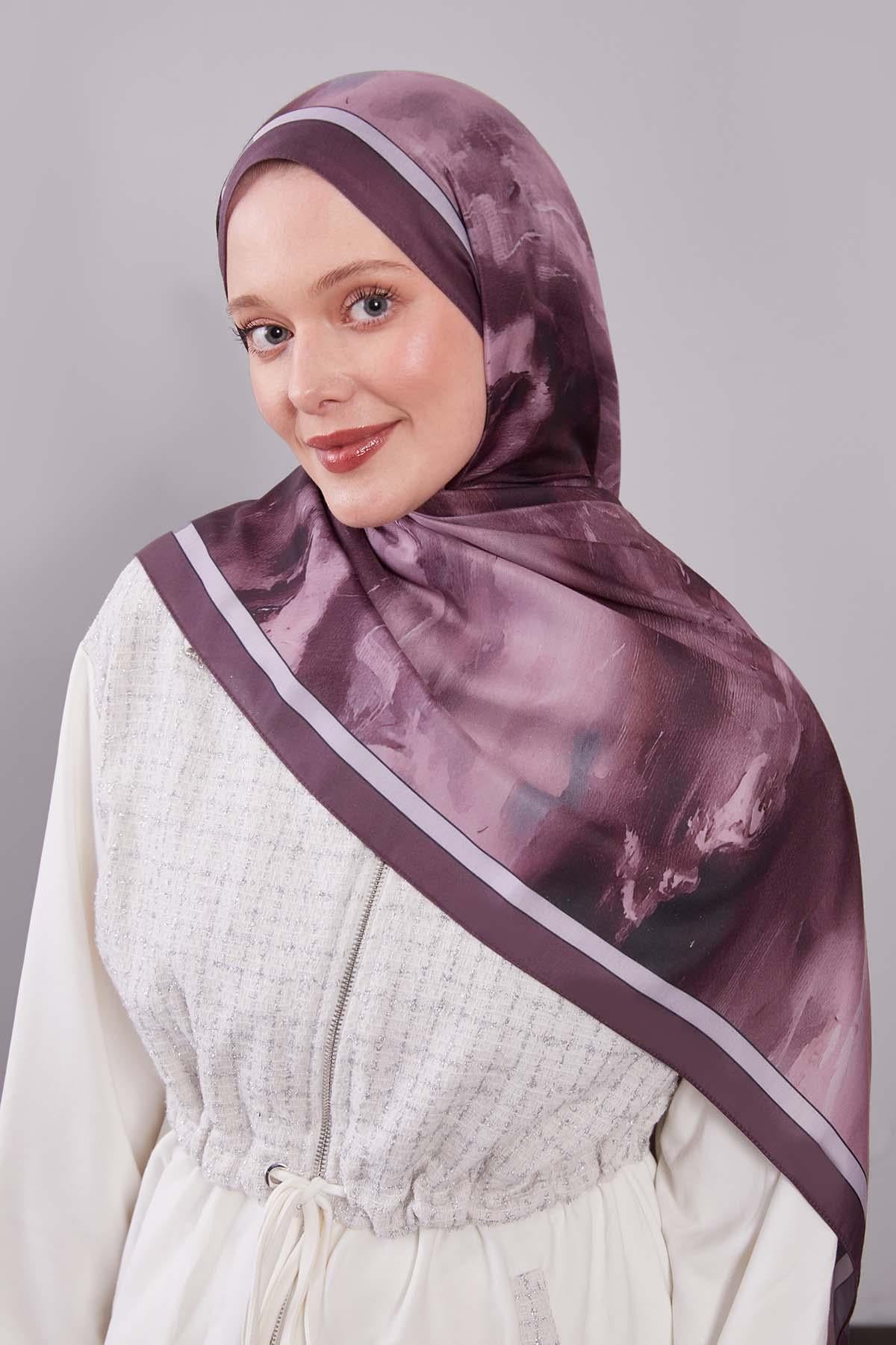 Fivescarf Mor Soyut Desen Clover Şal