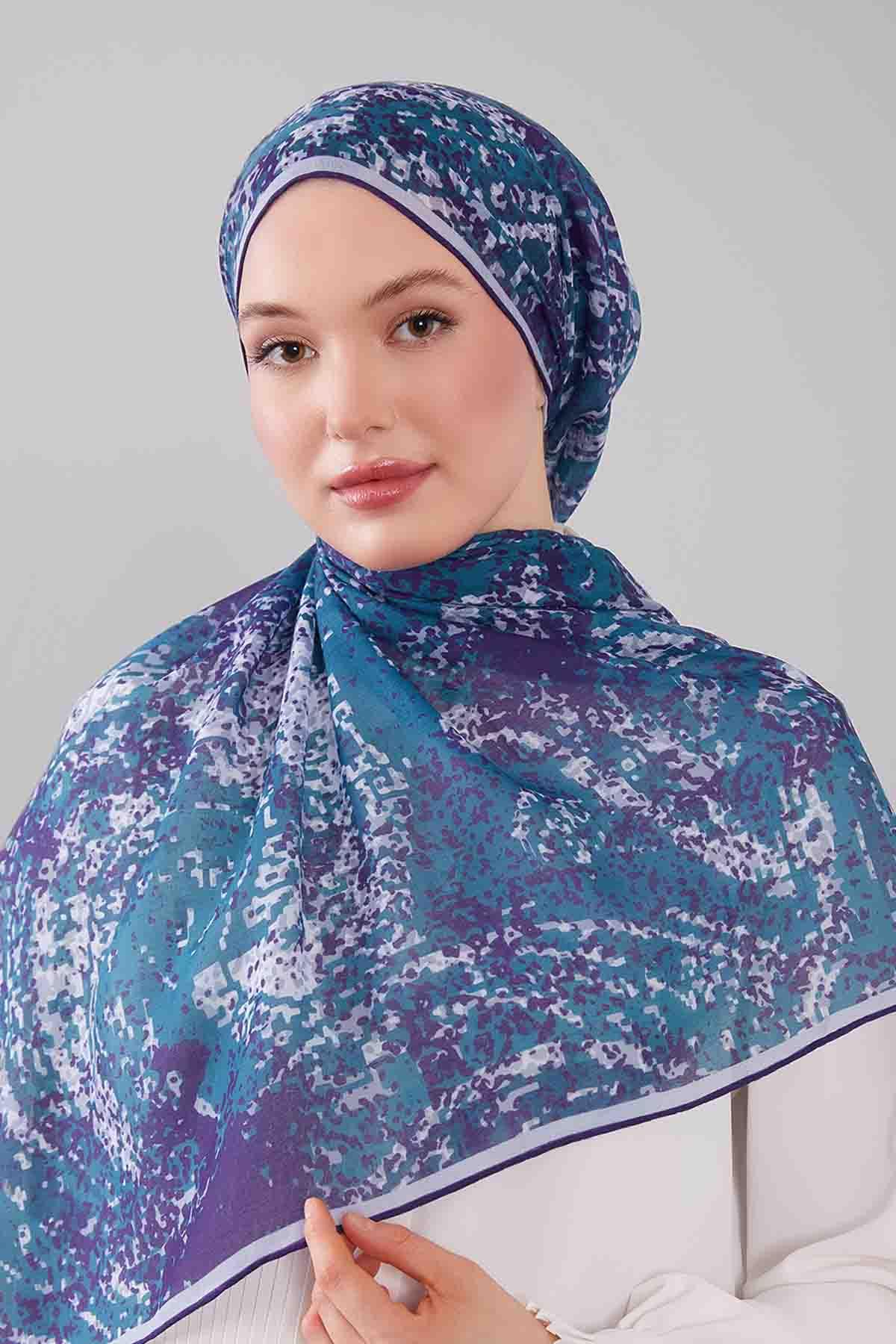 Fivescarf Morcivert Mozaik Desen Silk Coton Eşarp