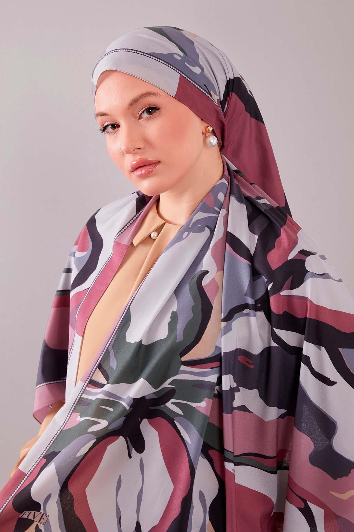 Fivescarf Mürdüm Fırça Desen Moos Chrep Şal