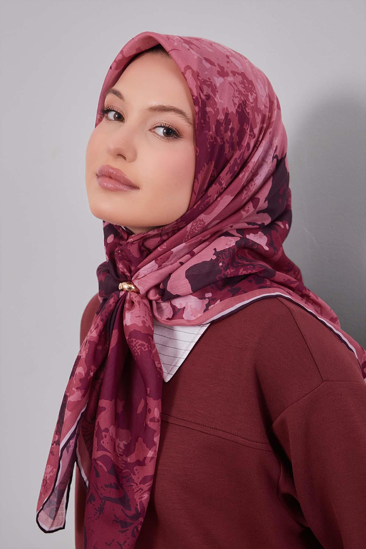 Fivescarf Nar Çiçeği Karışık Desen Silk Coton Eşarp