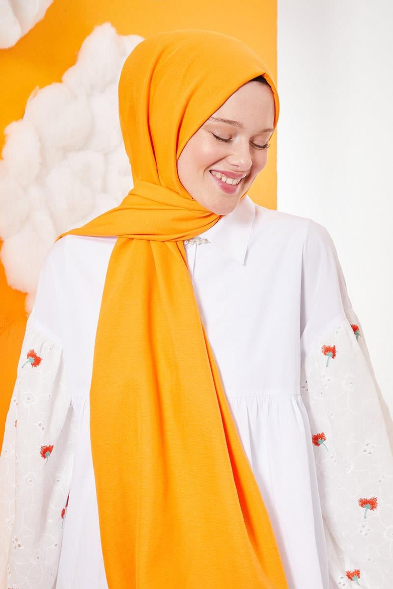 Fivescarf Oranj Pamuk Cazz Şal