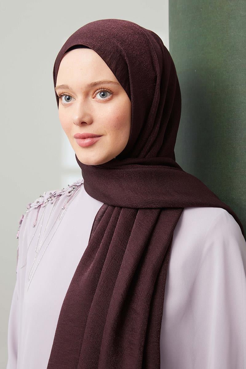 Fivescarf Patlıcan Moru Pırıltı Şal