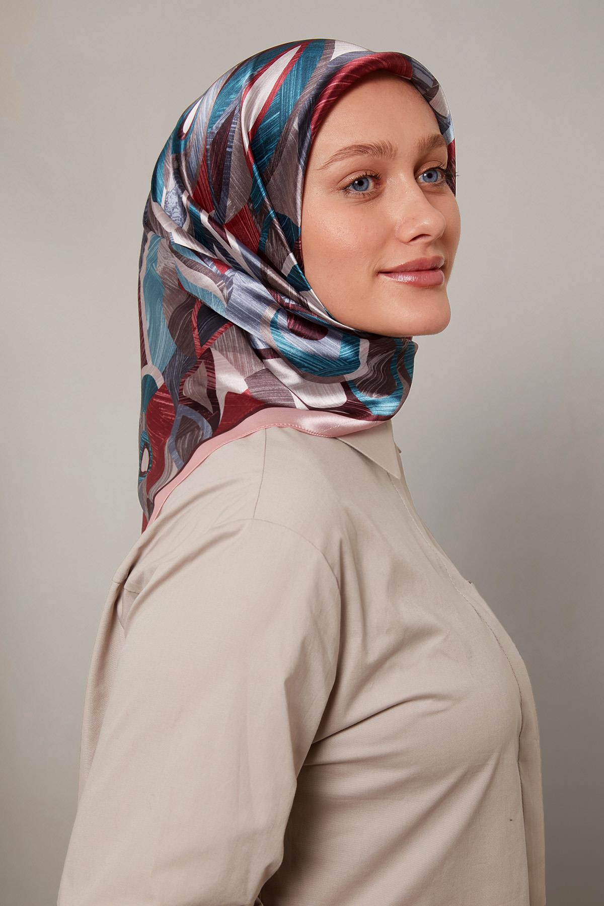 Fivescarf Pembe Çiçek Desen Kristal Eşarp