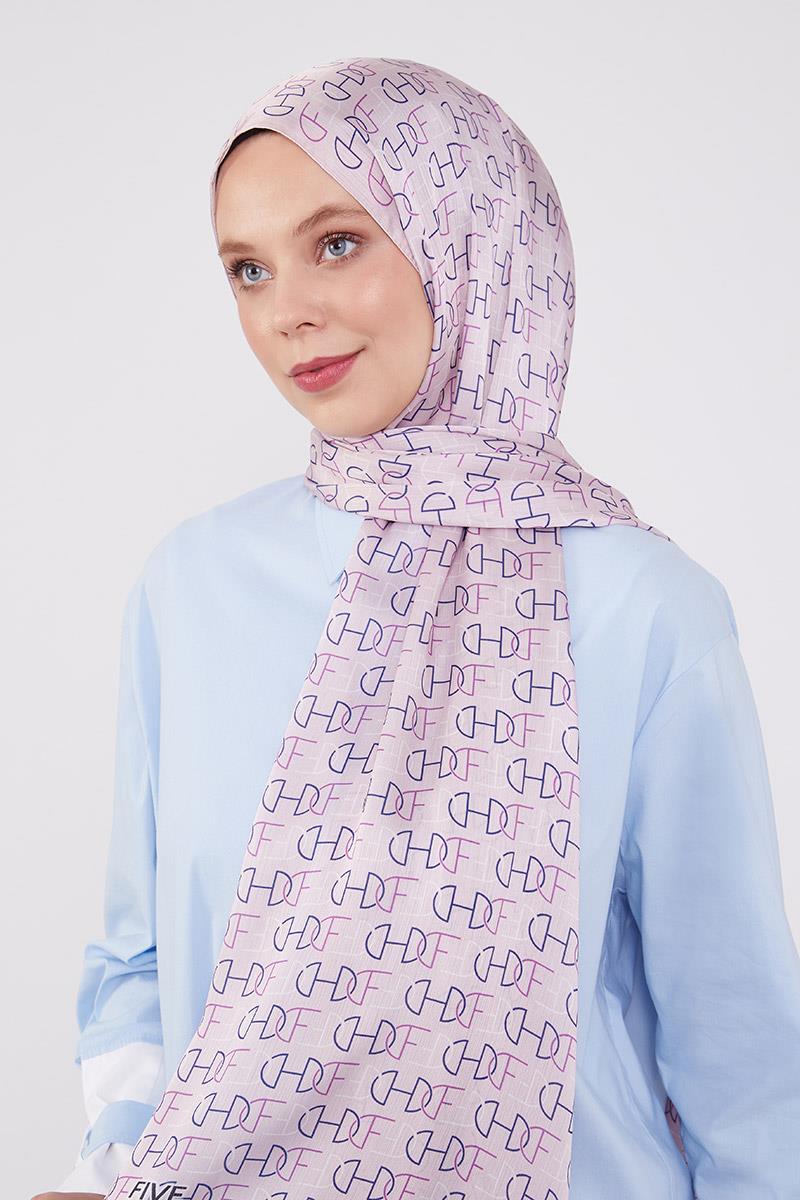 Fivescarf Pembe Harf Desen Brand Şal