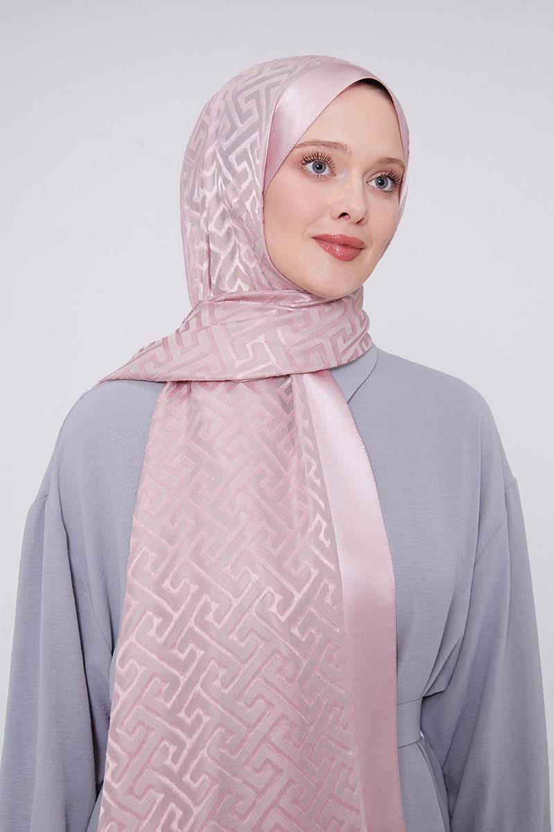 Fivescarf Pembe Labirent Desen Deluxe Devore Şal