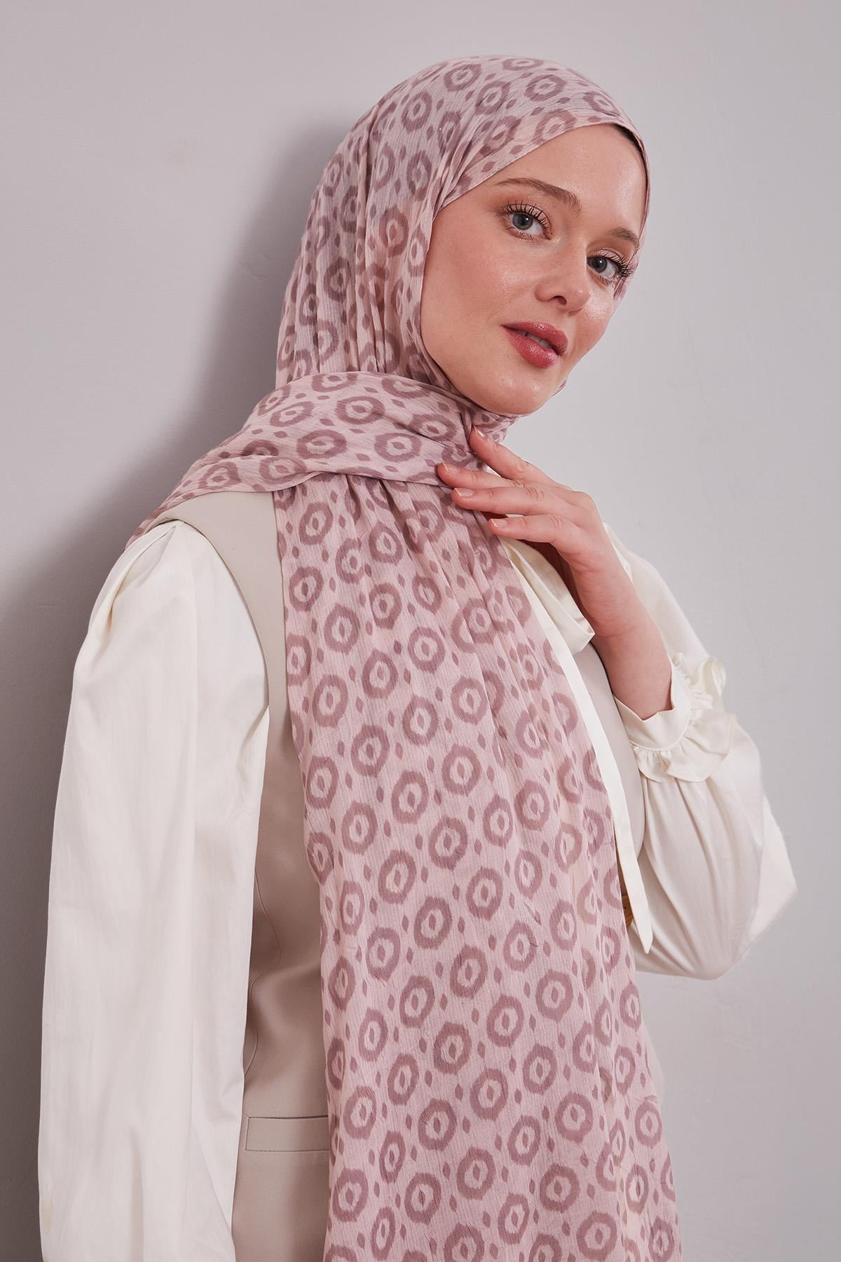 Fivescarf Pembe Micro Desenli Craze Comfort Şal