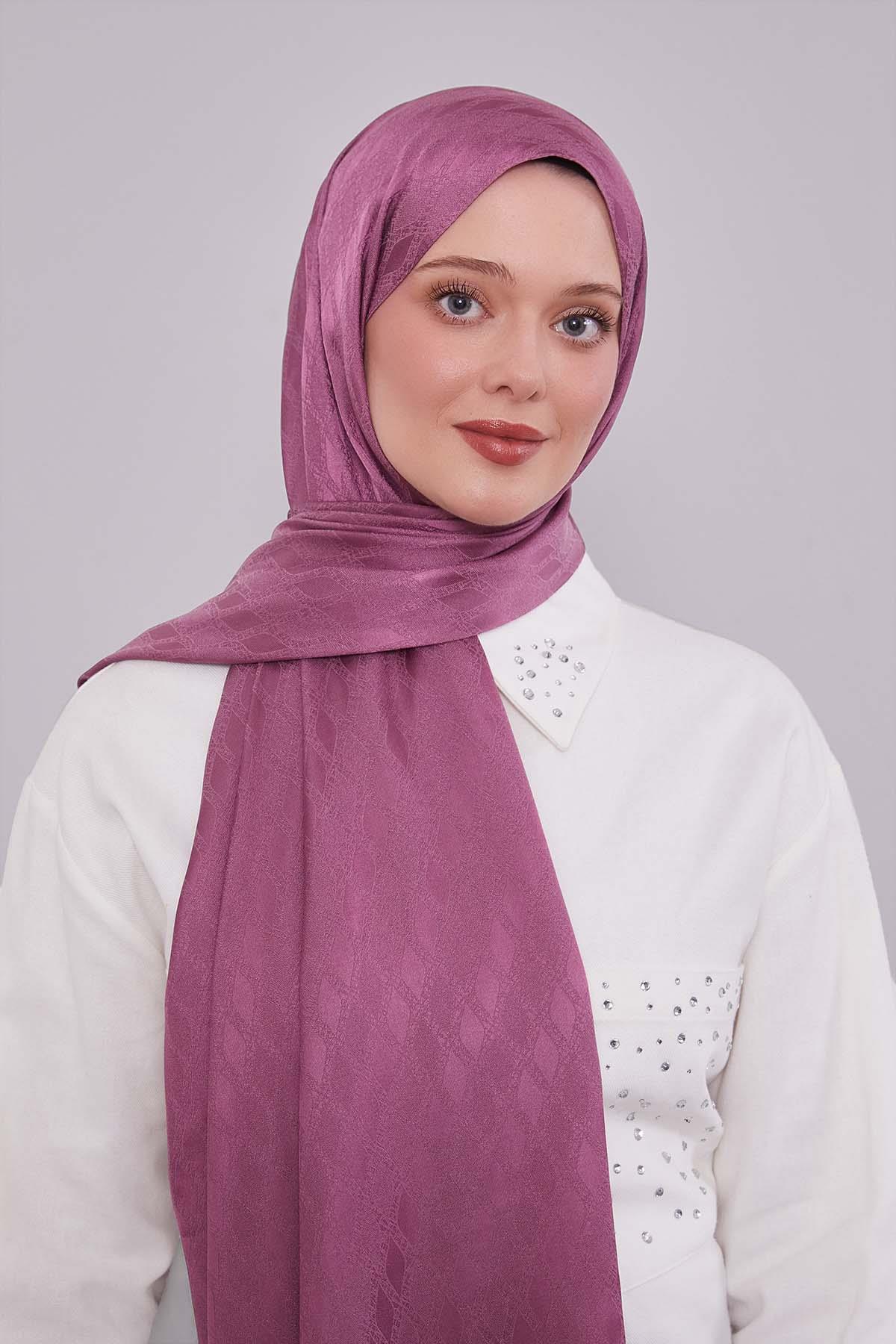 Fivescarf Pembe Örgü Desen Jakar Şal