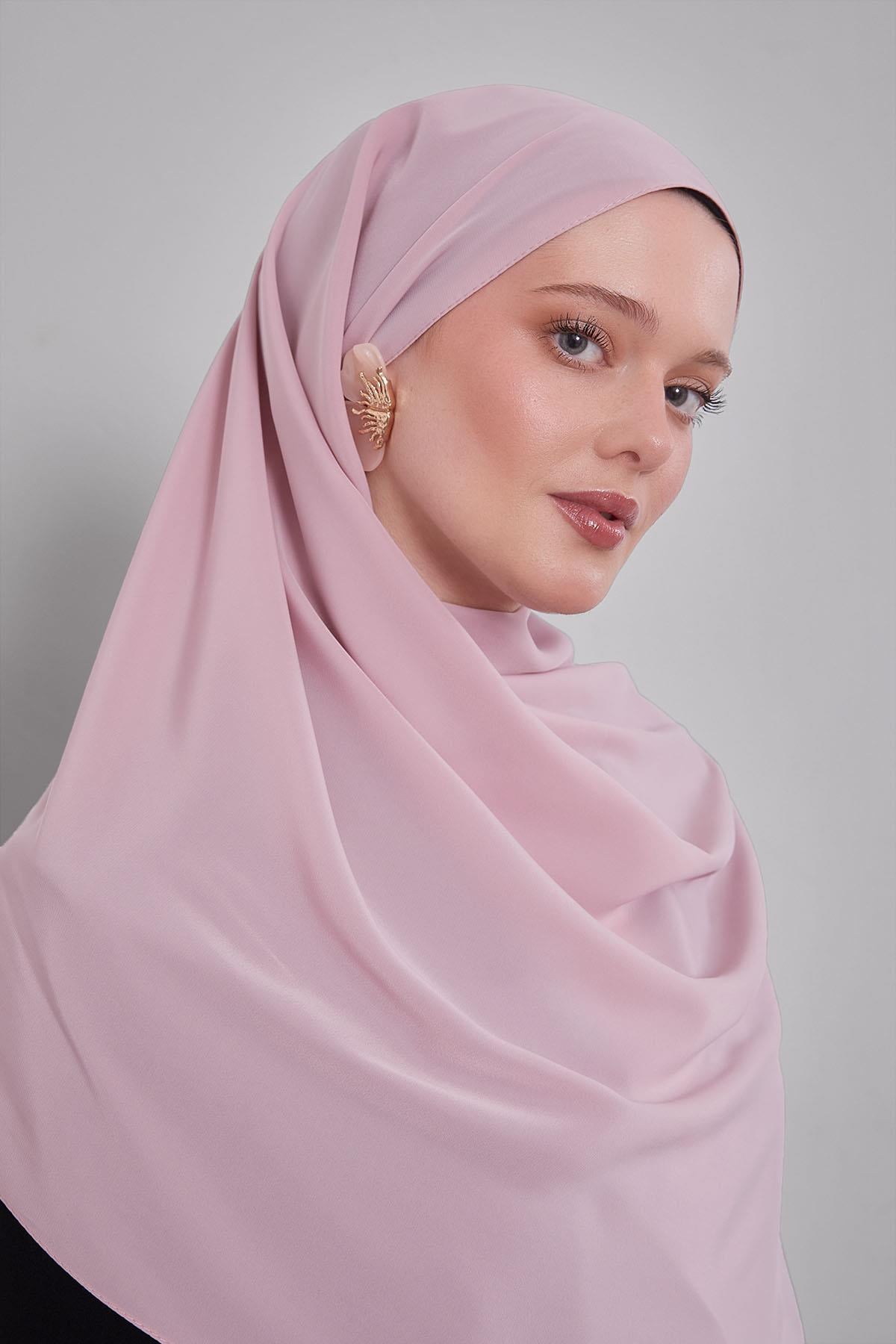 Fivescarf Pembe Taşlı Lüx Medine İpeği Şal