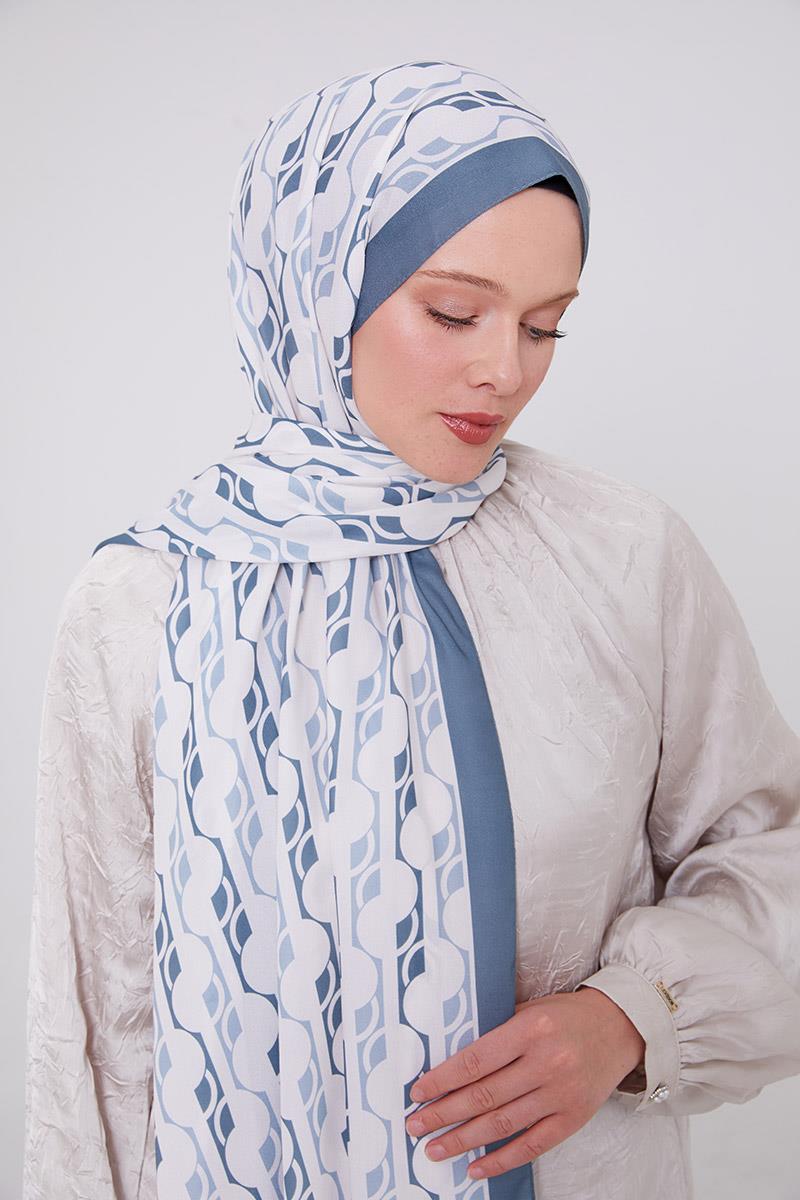 Fivescarf Petrol Yeşili Geometrik Desen Mono Şal