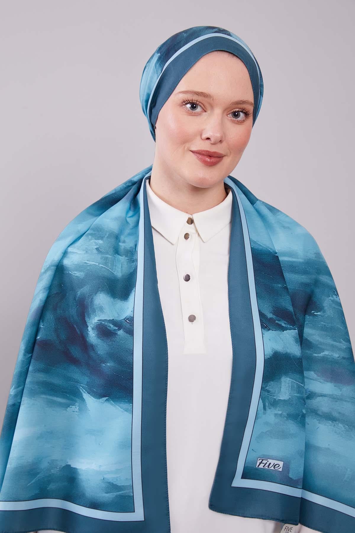 Fivescarf Petrol Yeşili Soyut Desen Clover Şal