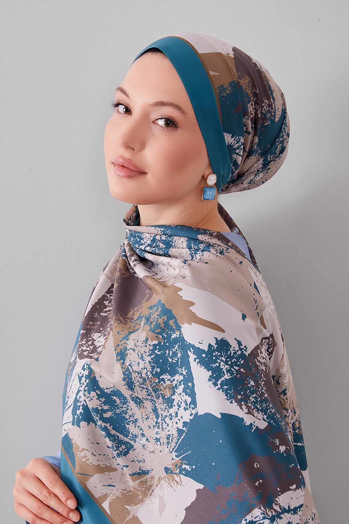 Fivescarf Petrol Yeşili Yaprak Desen Moos Chrep
