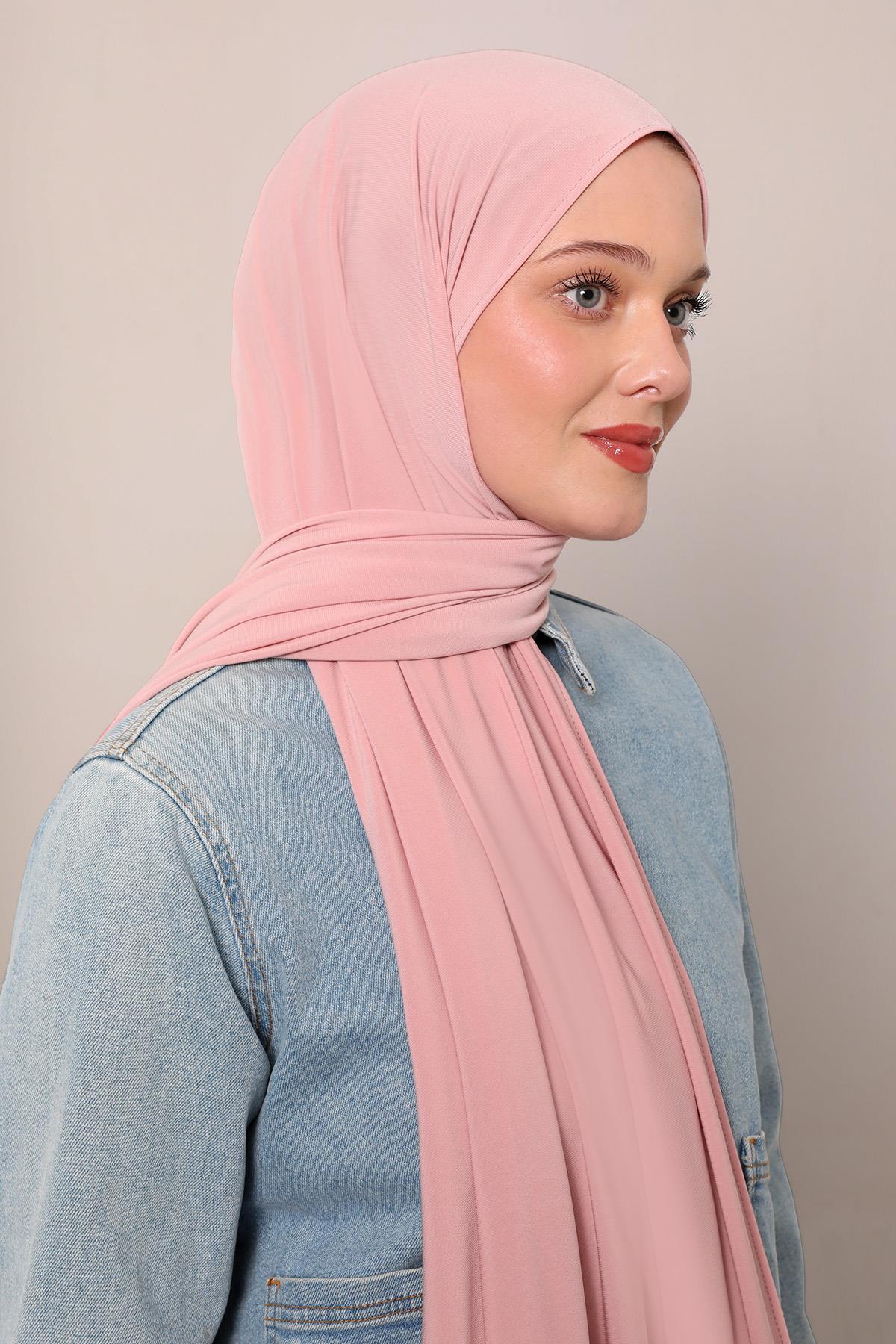 Fivescarf Pudra Düz Premium Jersey Şal