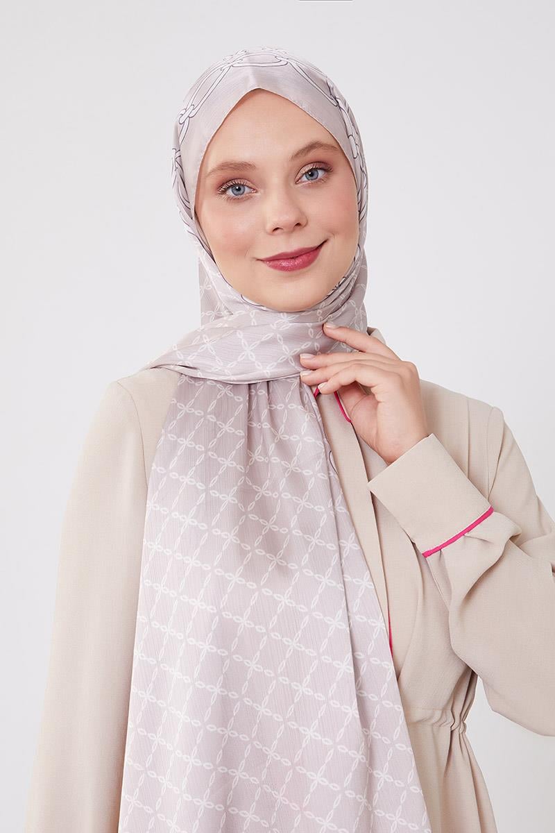Fivescarf Pudra Kare Zincir Desenli Brand Şal
