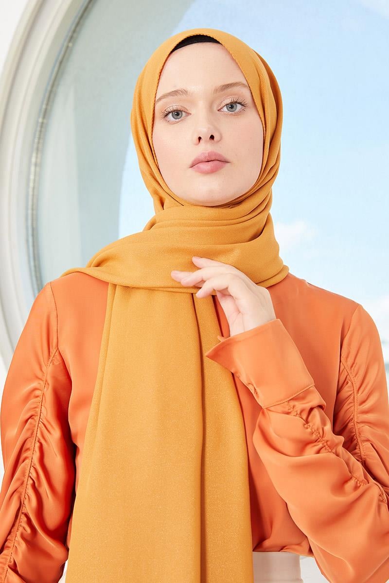 Fivescarf Safran Simli Otto Abiye Şal