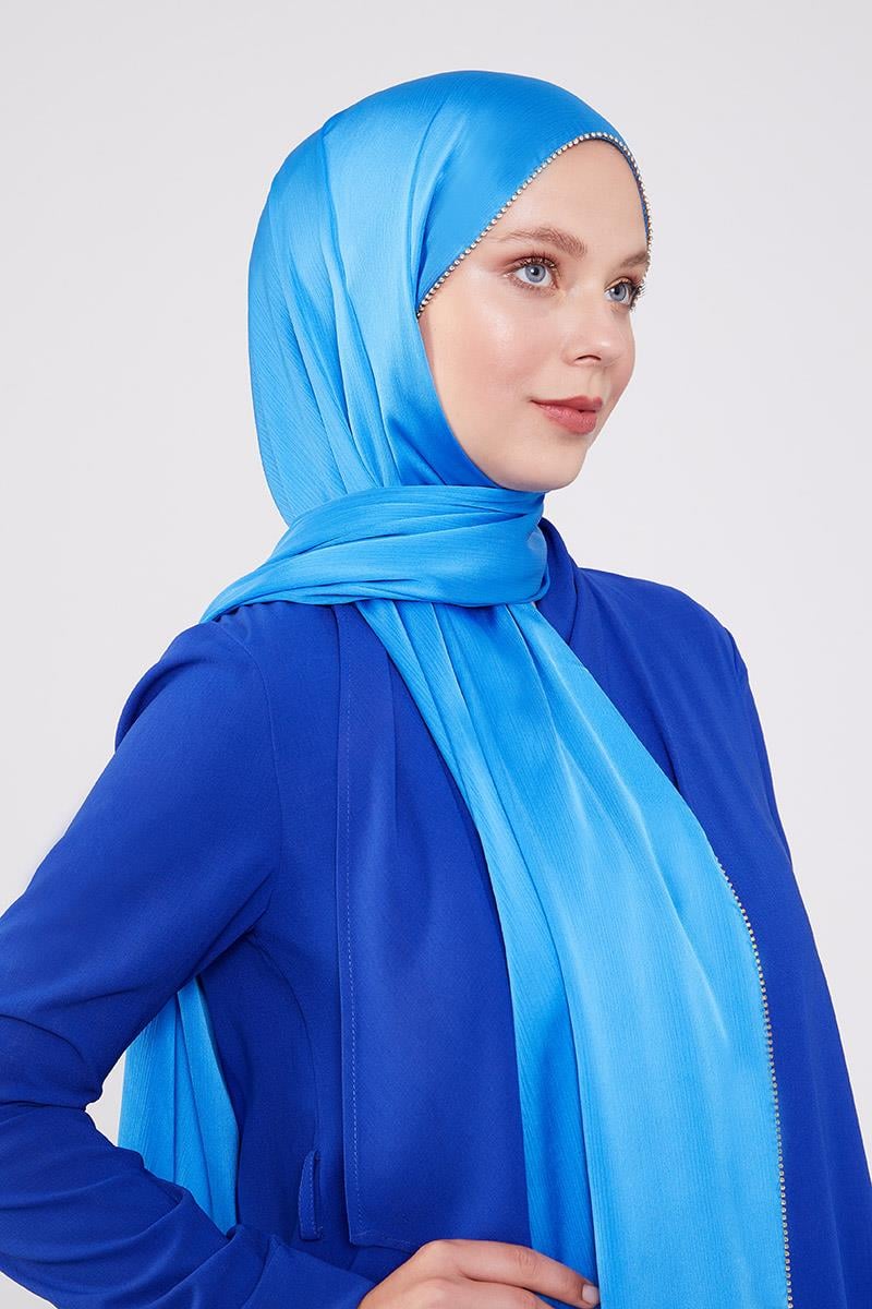 Fivescarf Saks Yanları Taş Şeritli Brilant Şal