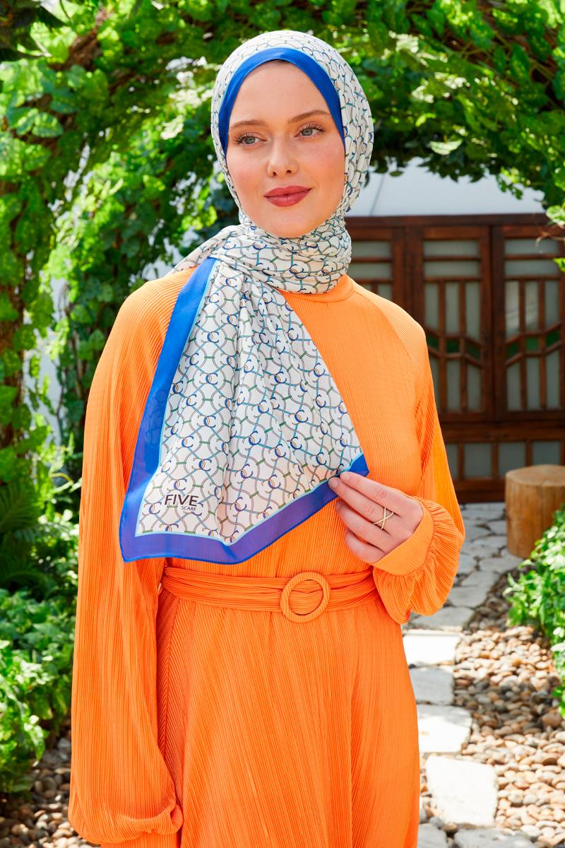 Fivescarf Saks Zincir Desen Brand Şal