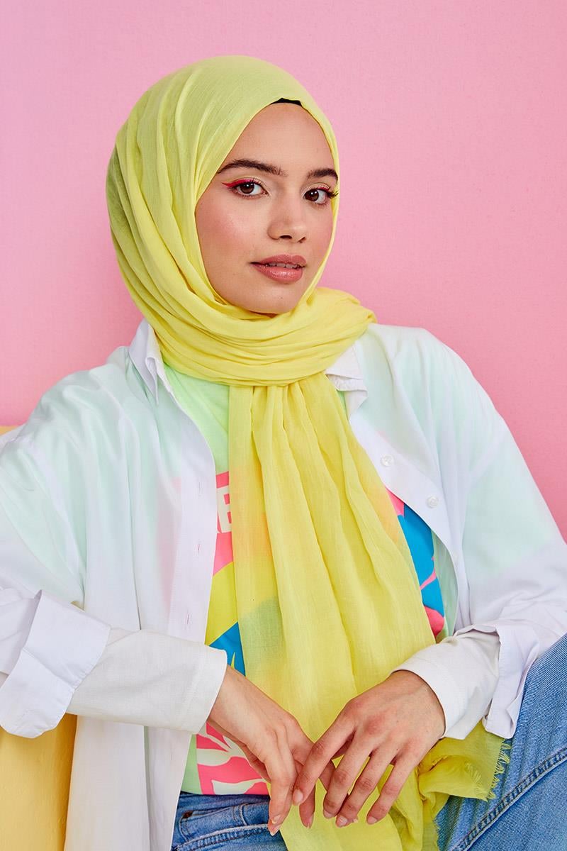 Fivescarf Sarı Olay Pamuk Şal