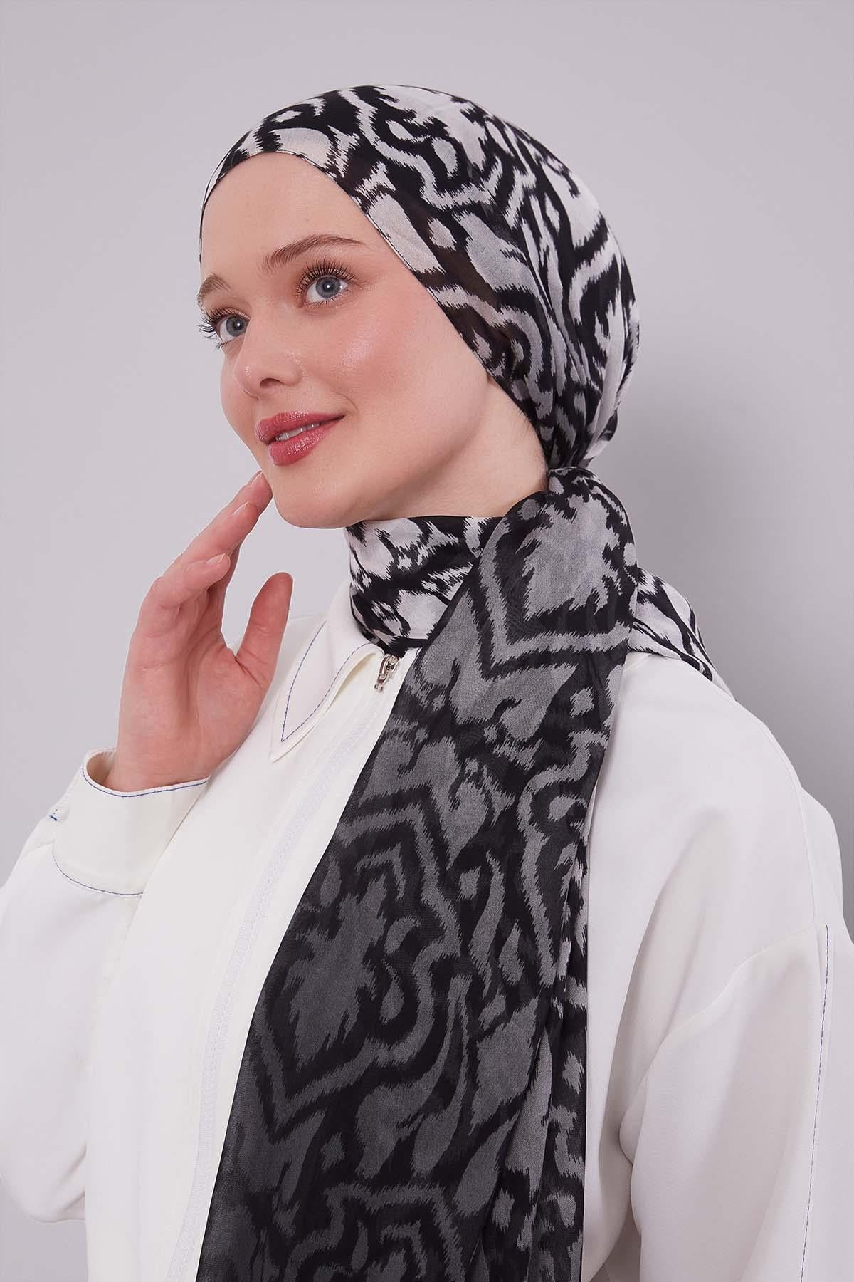 Fivescarf Siyah-Ekru Renk Geçişli Vivian Şal