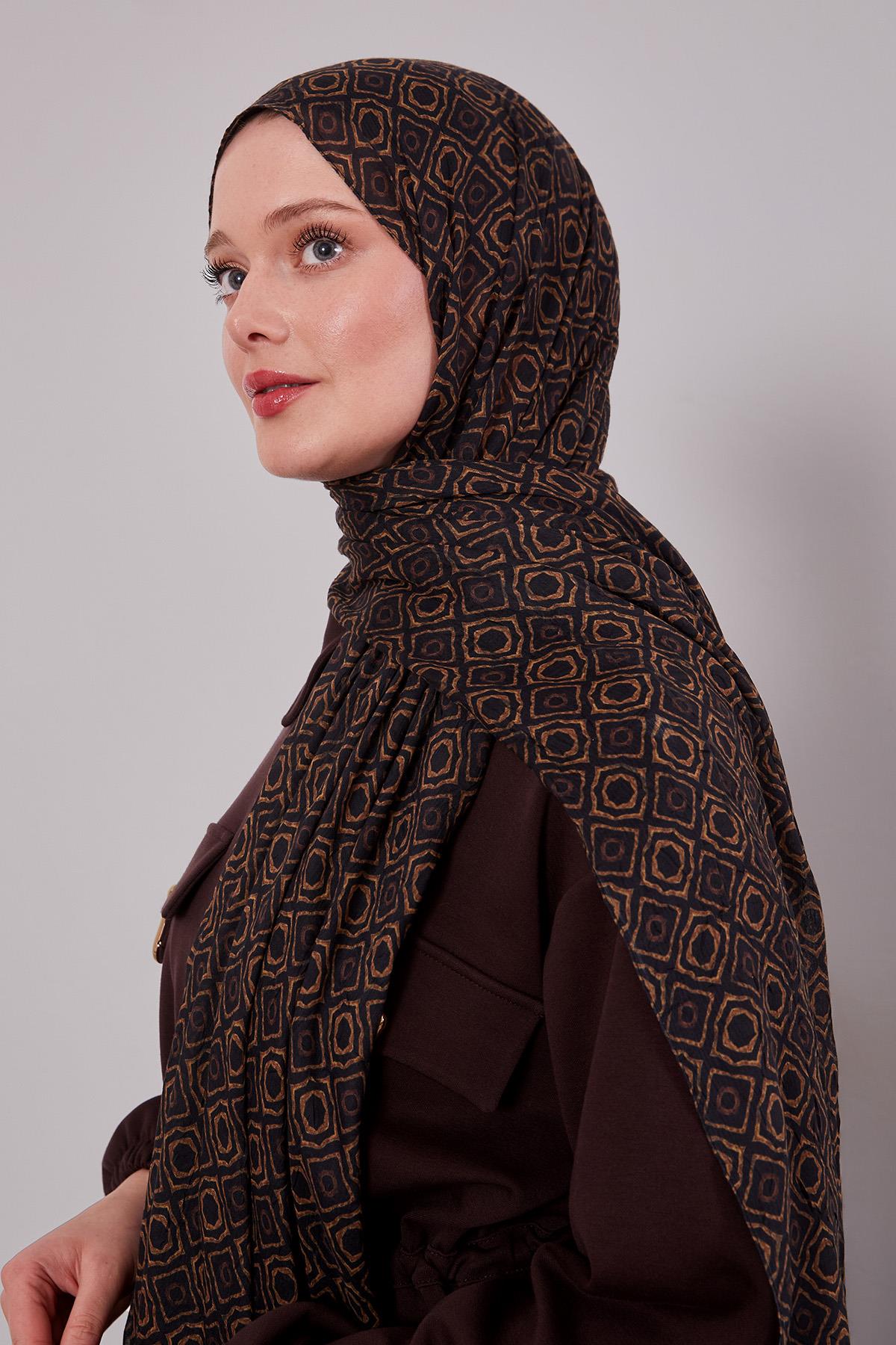 Fivescarf Siyah-Gold Karo Desenli Craze Comfort Şal