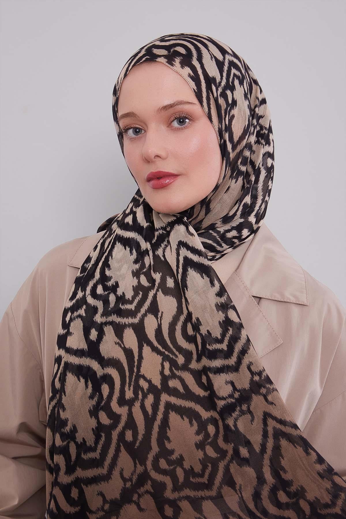 Fivescarf Siyah-Kahve Renk Geçişli Vivian Şal