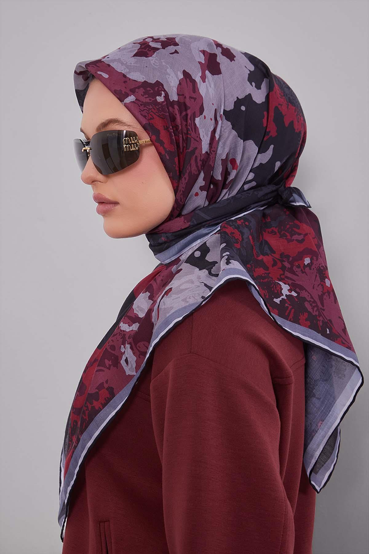 Fivescarf Siyah Karışık Desen Silk Coton Eşarp
