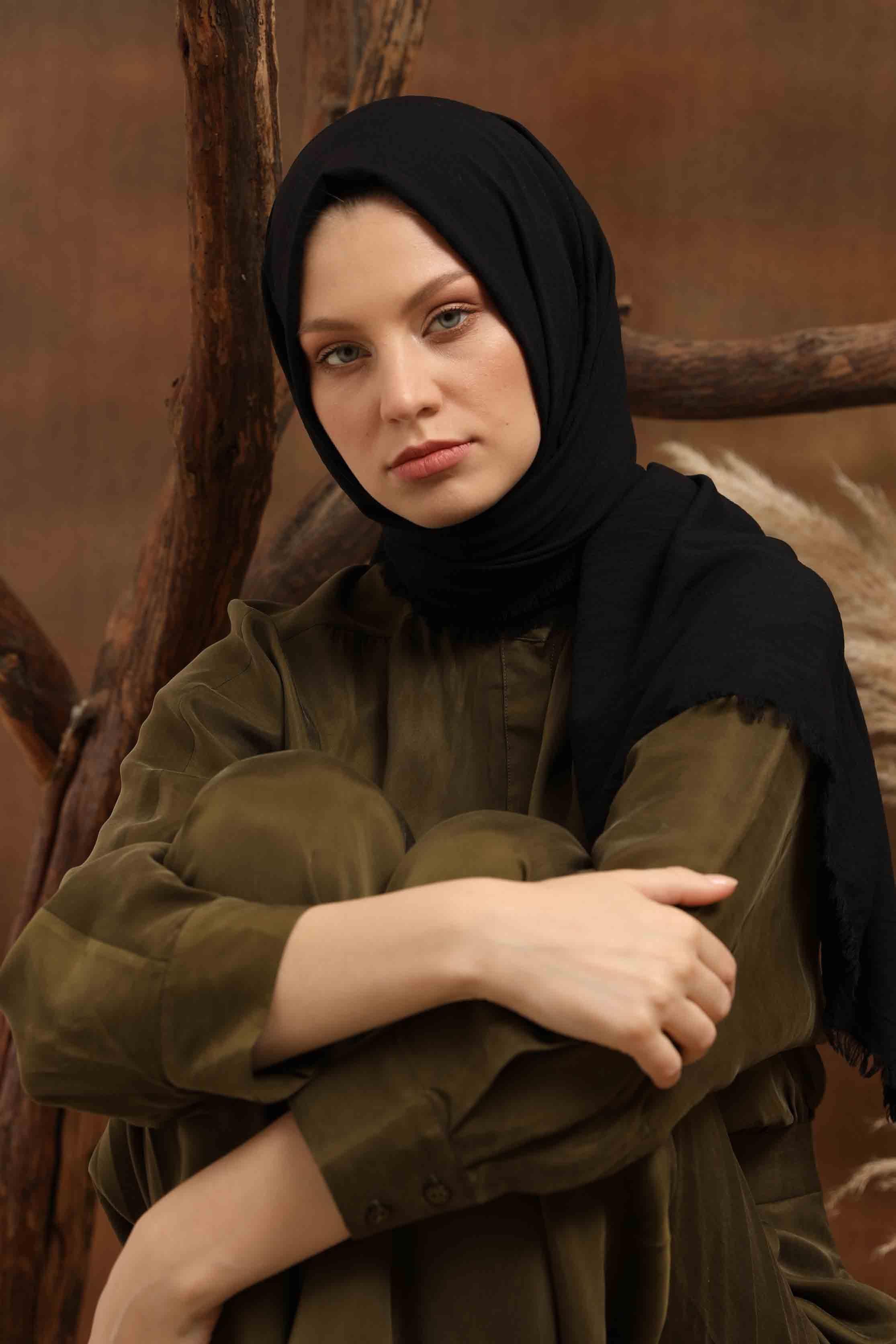 Fivescarf Siyah Maxi Cotton Şal