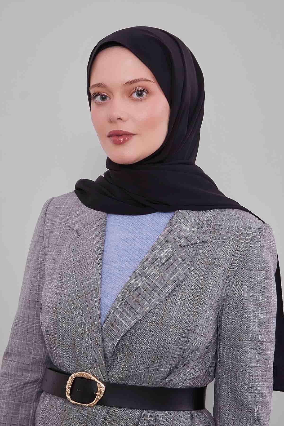 Fivescarf Siyah Taşlı Lüx Medine İpeği Şal