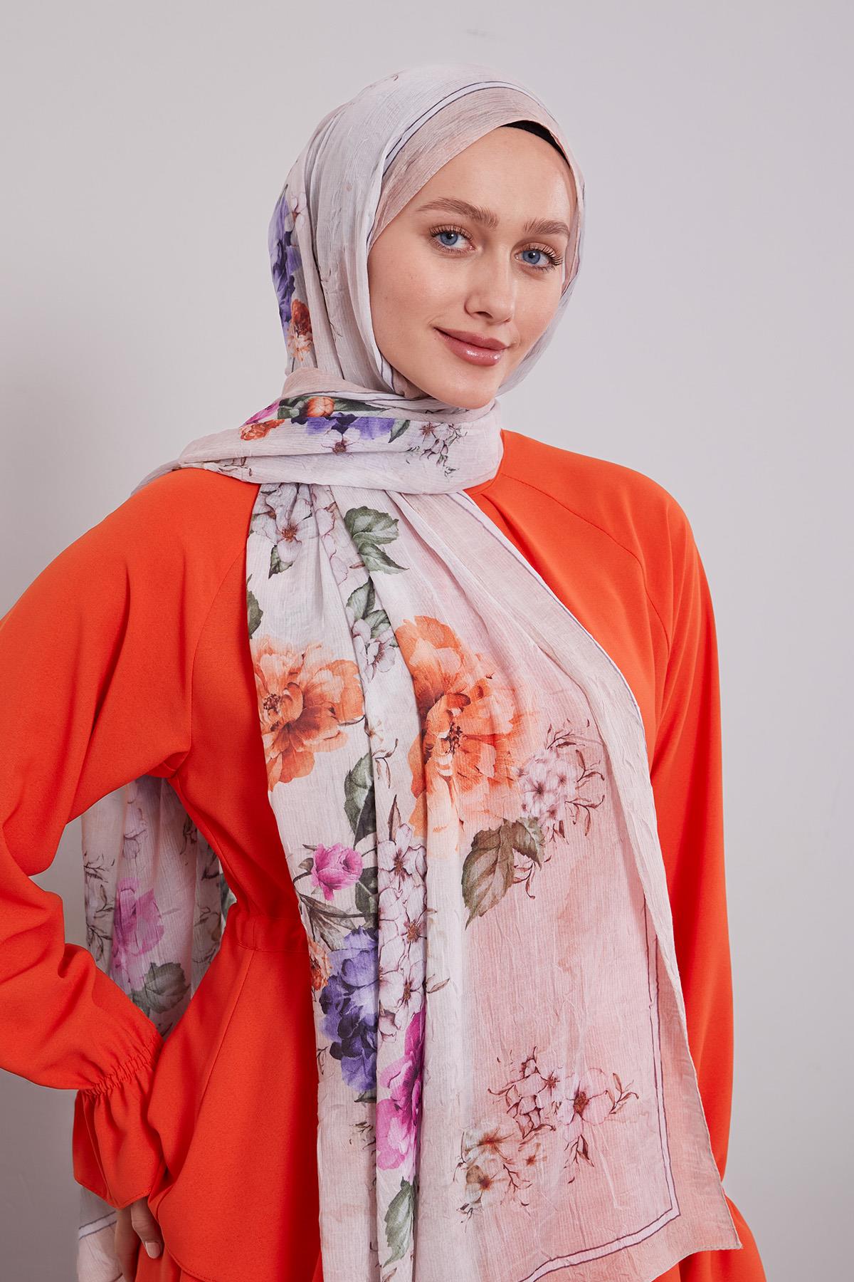 Fivescarf Somon Çicekli Craze Comfort Şal