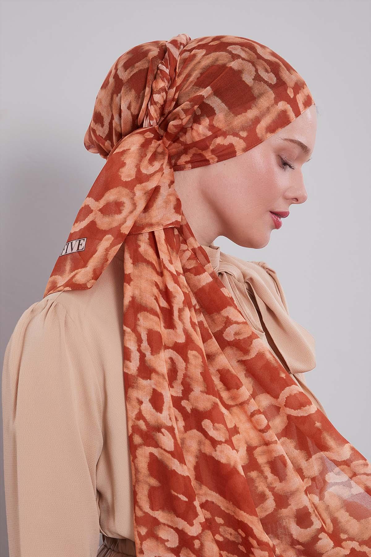 Fivescarf Somon Leopar Desen Vivian Şal